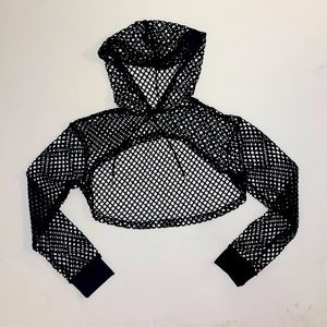 Amazon Mesh Super Crop Hoodie Top